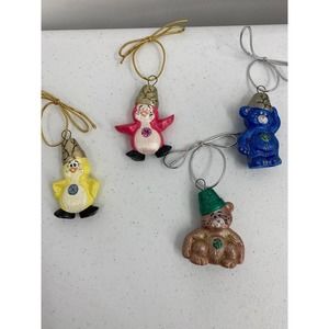 Christmas Ornaments Vintage Ceramic set of 4  Penguins Bears 2 1/2” -3”